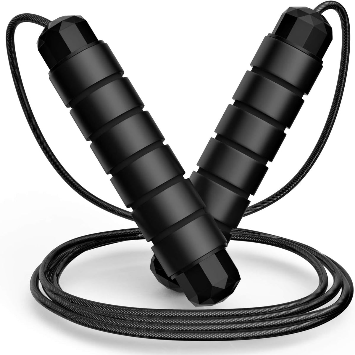 Jump Rope, Tangle-Free Rapid Speed Jumping Rope Cable with Ball Bearings for Women, Men & Kids, Adjustable Steel Jump