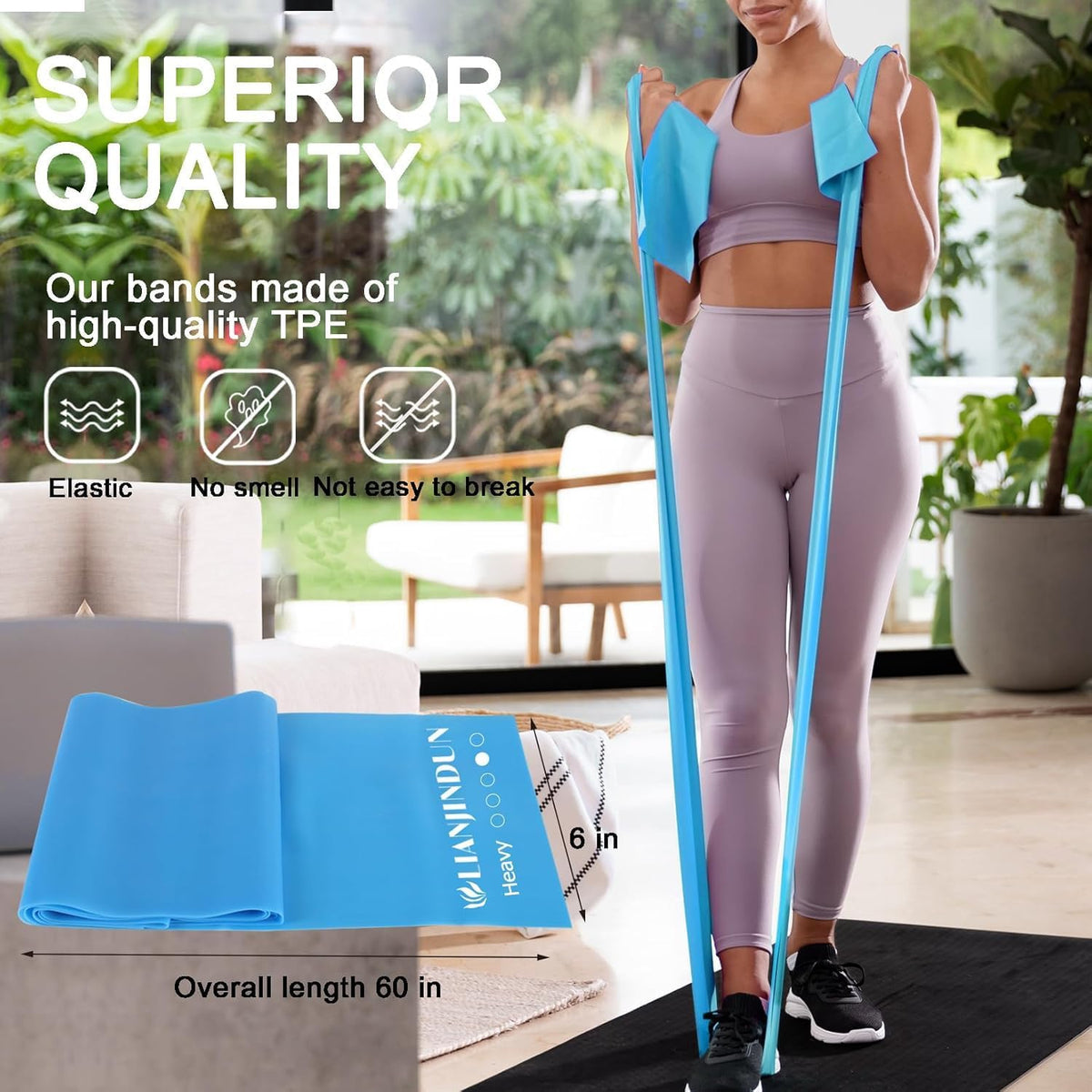 5 Pcs Professional Resistance Bands. Latex-Free, Pilates Band, Work Out Bands, Stretch Bands for Working Out Women or