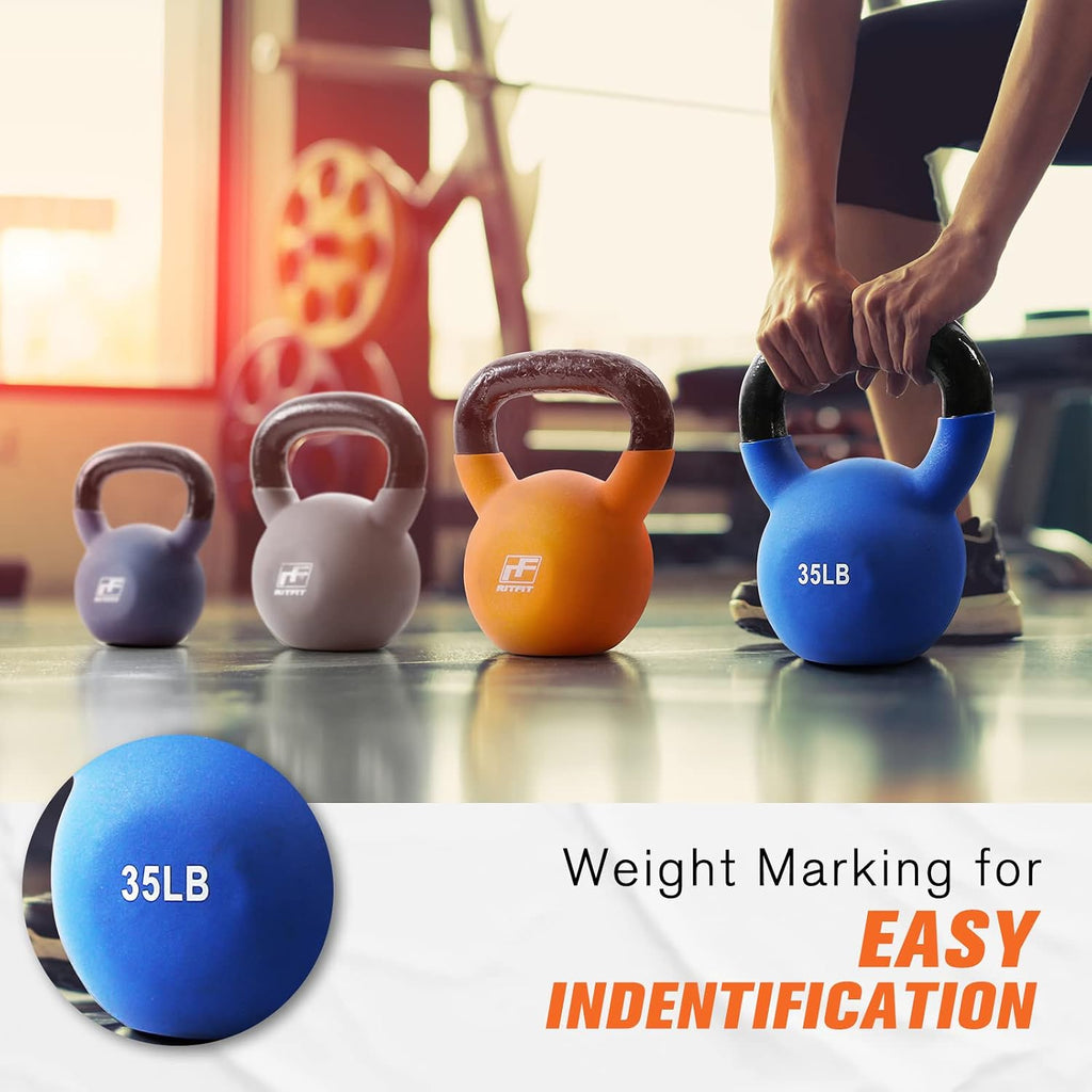 Neoprene Coated Kettlebell Weight Set, Solid Cast Iron