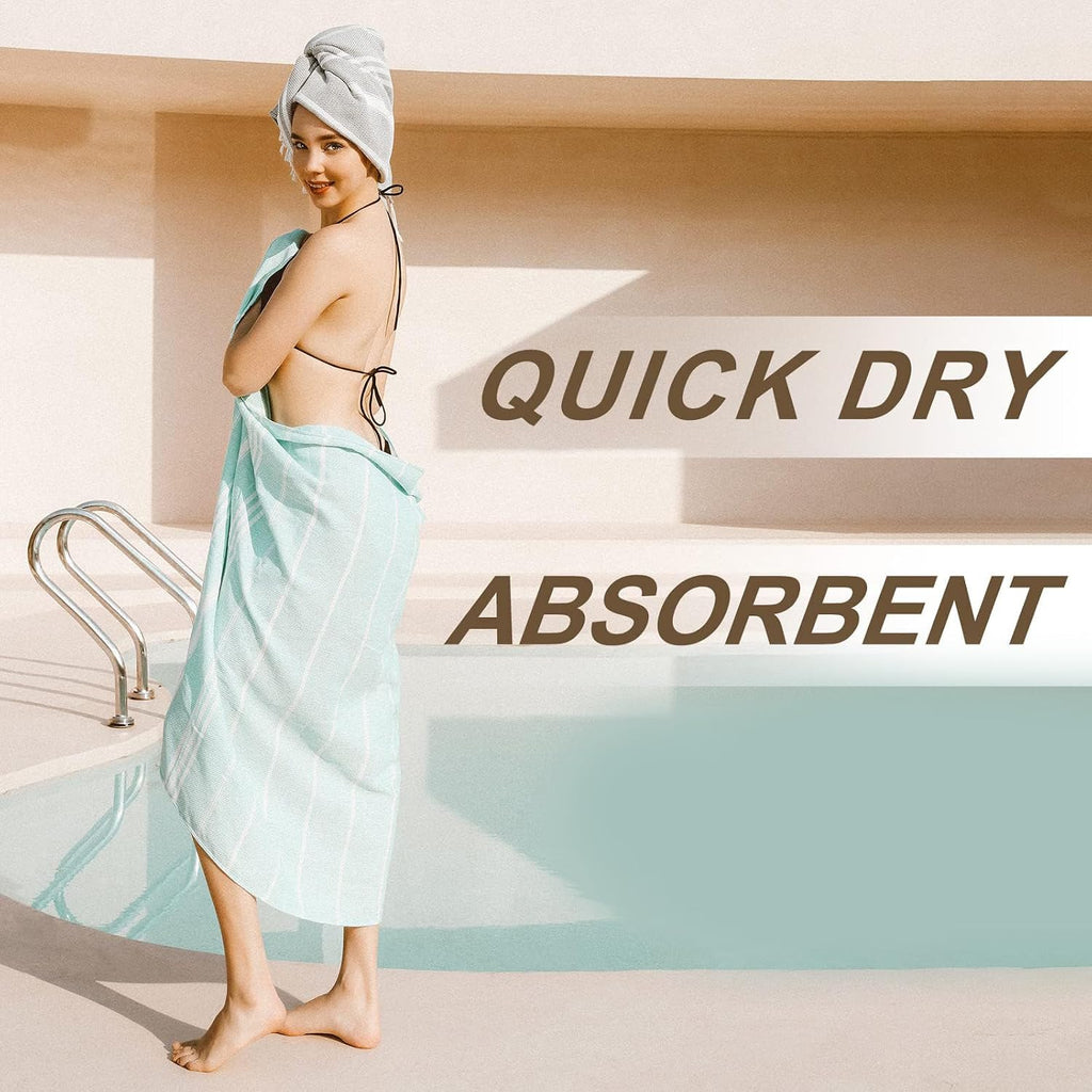Turkish Beach Pool Towel with Elastic Band Oversized Sand Free Quick Dry Sandproof Cute Compact Lightweighter Thin