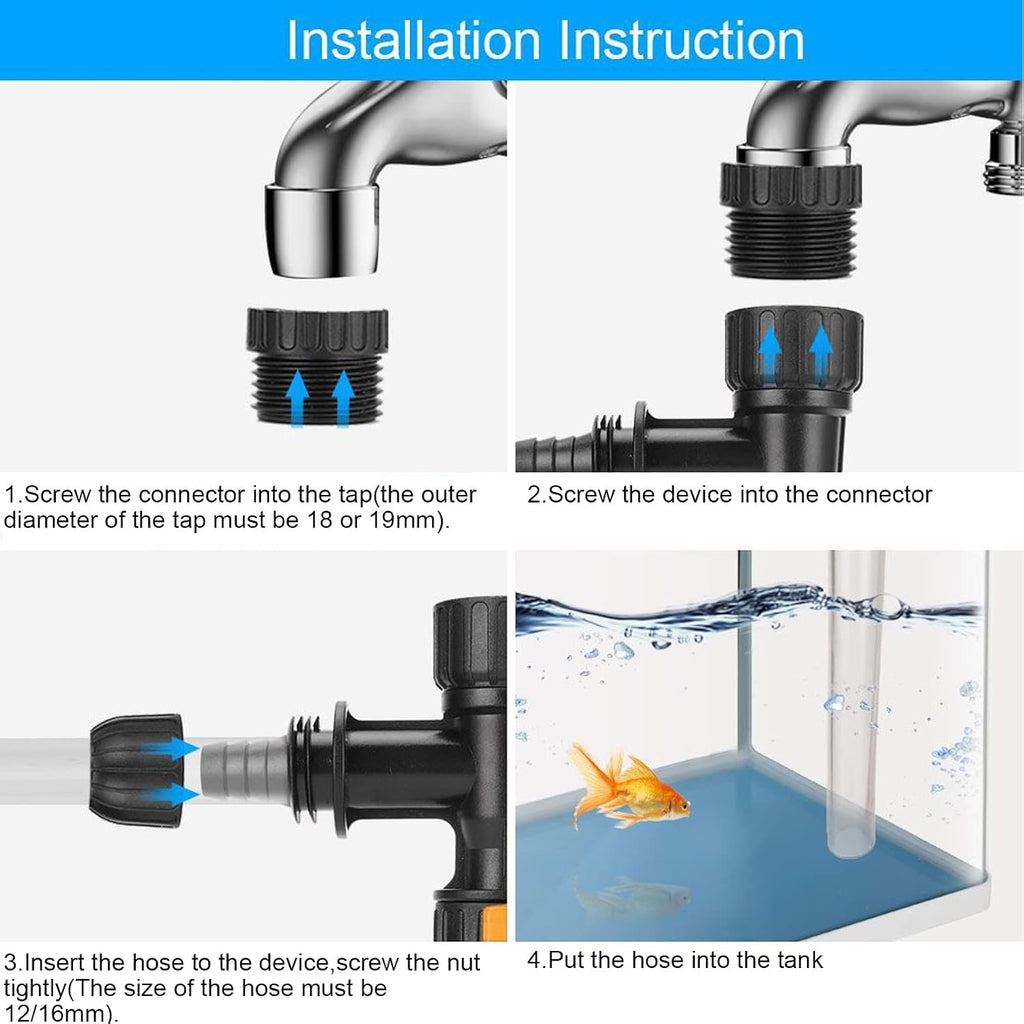 Water Changer, Aquarium Water Changer, Fish Tank Siphon, with 2 PCS Faucet Adapters