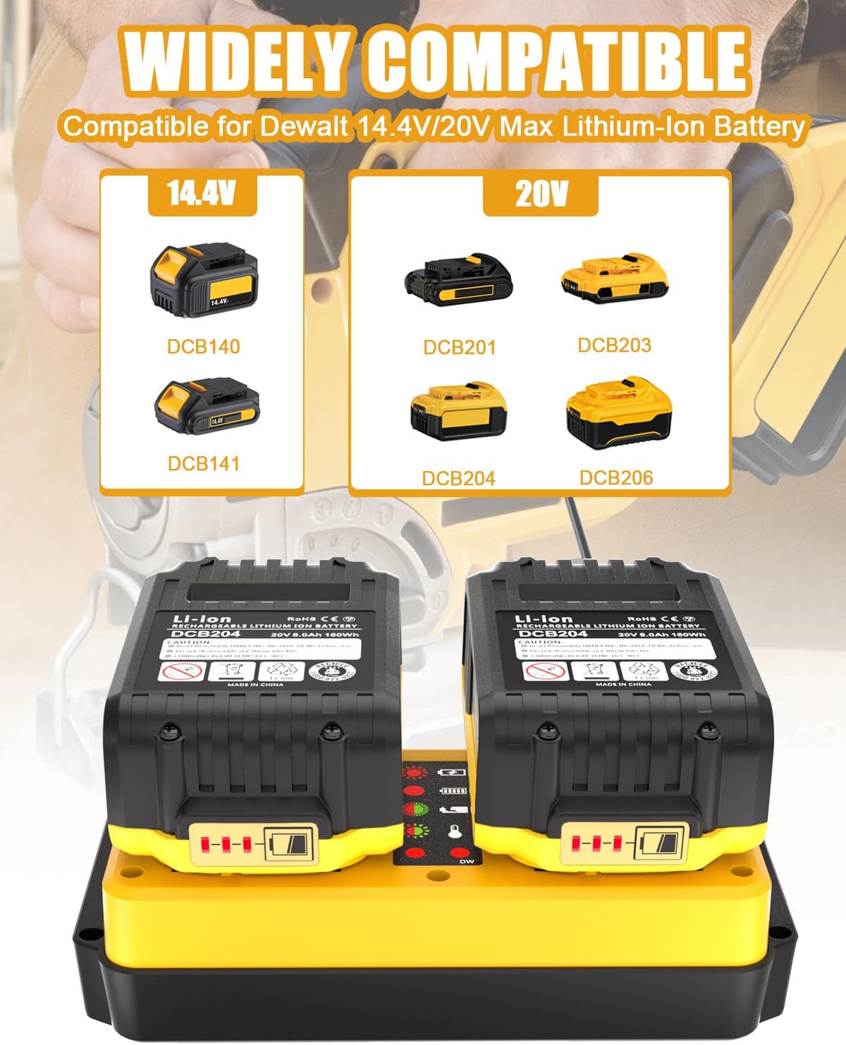20V Max Battery Charger Replacement for Dewalt Battery Charger