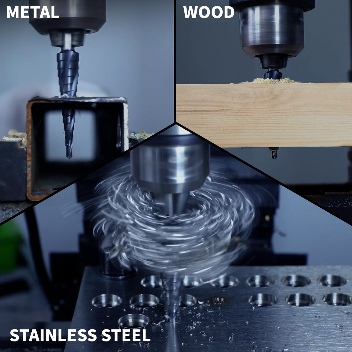 GRENPRO M35 Cobalt Step Drill Bit, 1/4"-2-1/2", TiAlN, 1/2" Shank