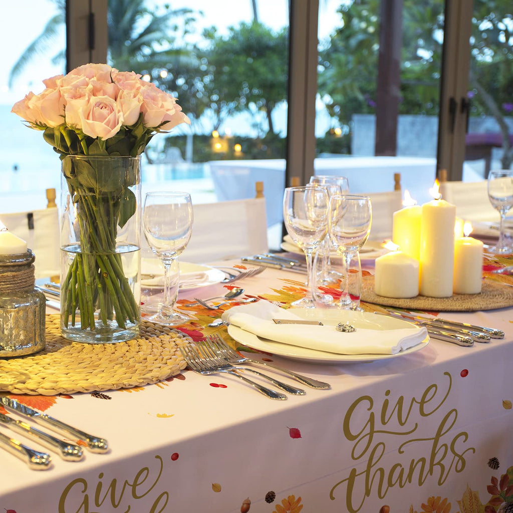 Fall Thanksgiving decorations, Disposable Tablecloth, Plastic Table Cover for Autumn Party Decorations and