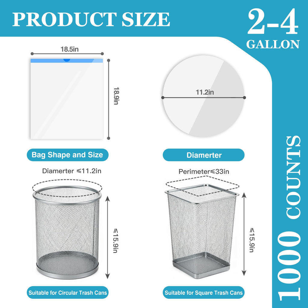 Small Trash Bags 4 Gallon-1000 Count Drawstring Mini Garbage Bags