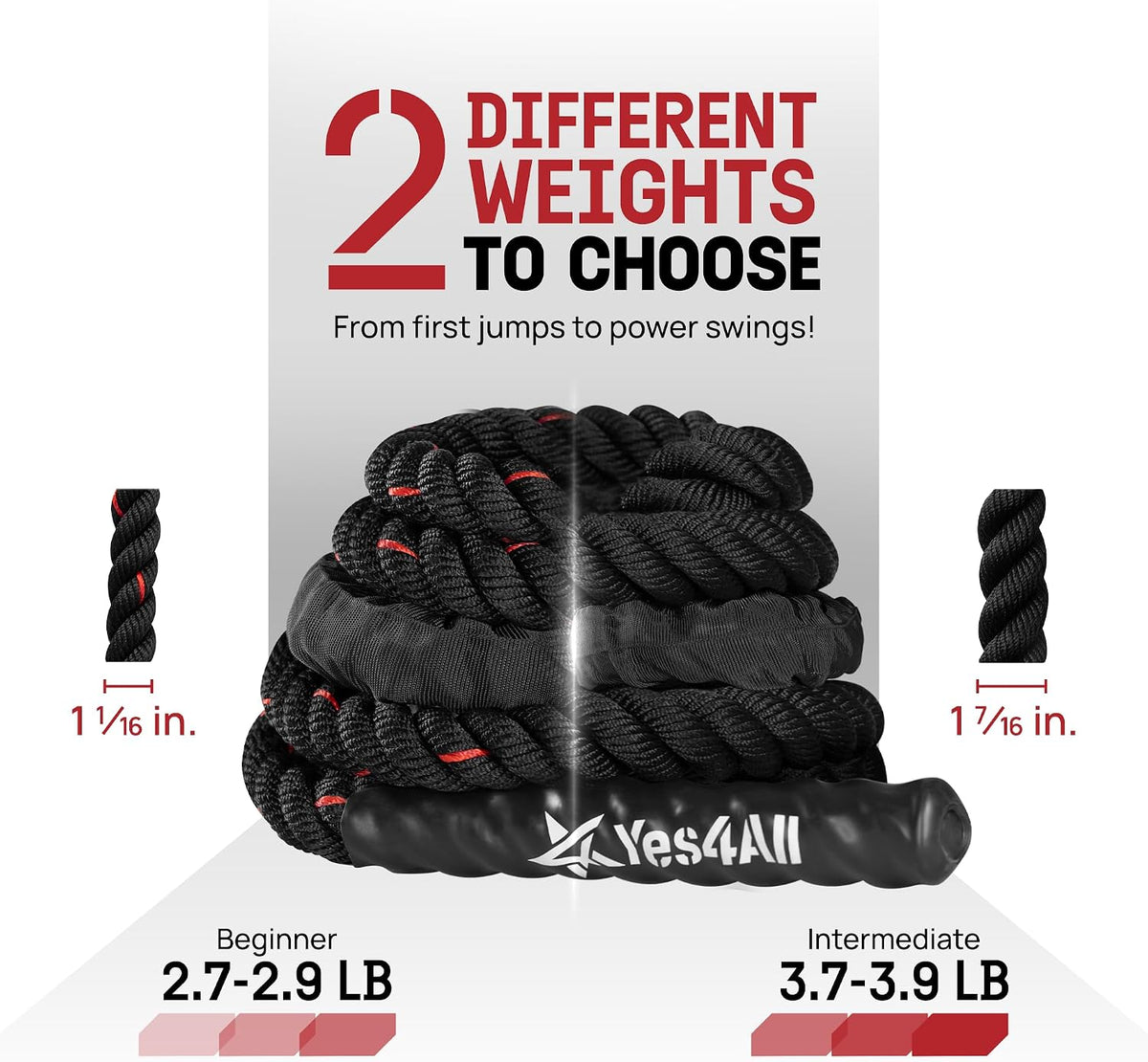 Weighted Jump Rope, 2.8LB Heavy Skipping Rope with Anti-Slip Double Layer Handle & Protective Sleeve for Fitness