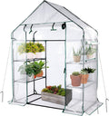 56x30x76 Mini Walk-in Greenhouse, Portable Plant House with 3-Tier Shelves | PE Cover, Roll-Up Door, 3-Tier Shelves