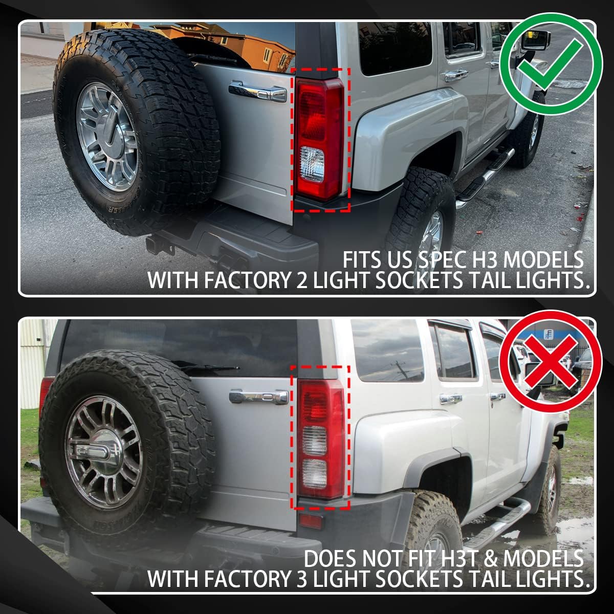 Autozensation Tail Lights For 2005-2010 Hummer H3 Red