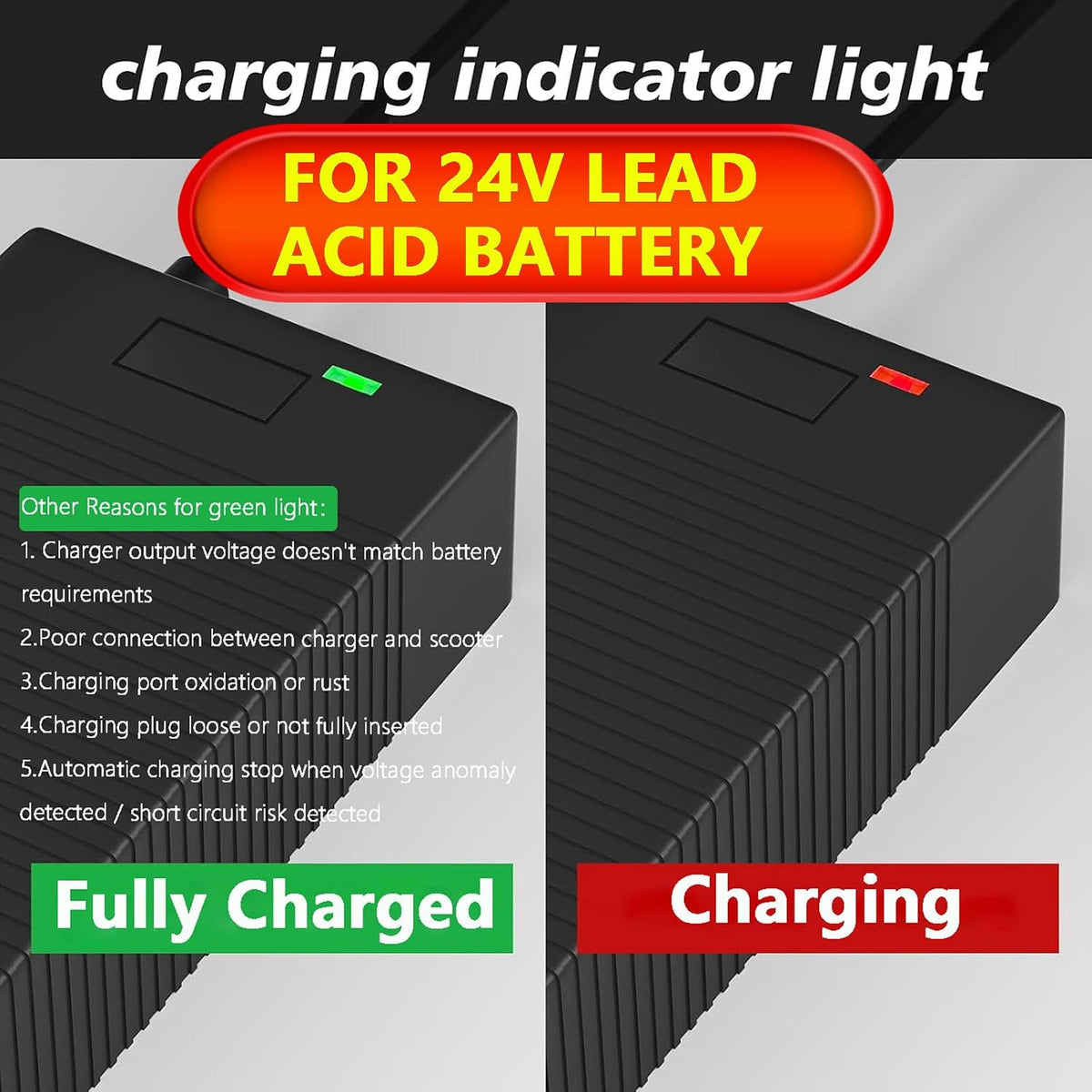 QKIIP 24V 5A Fast Lead Acid Charger for Pride Jazzy Wheelchair Power Chair