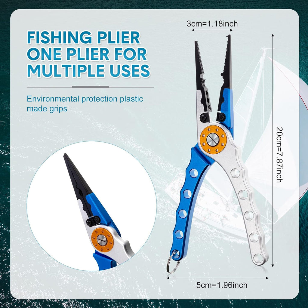 2 Pcs Fishing Pliers Saltwater Braid Cutters 7.8 Inch Fishing Hook Remover Split Ring Fishing Tools with Sheath and