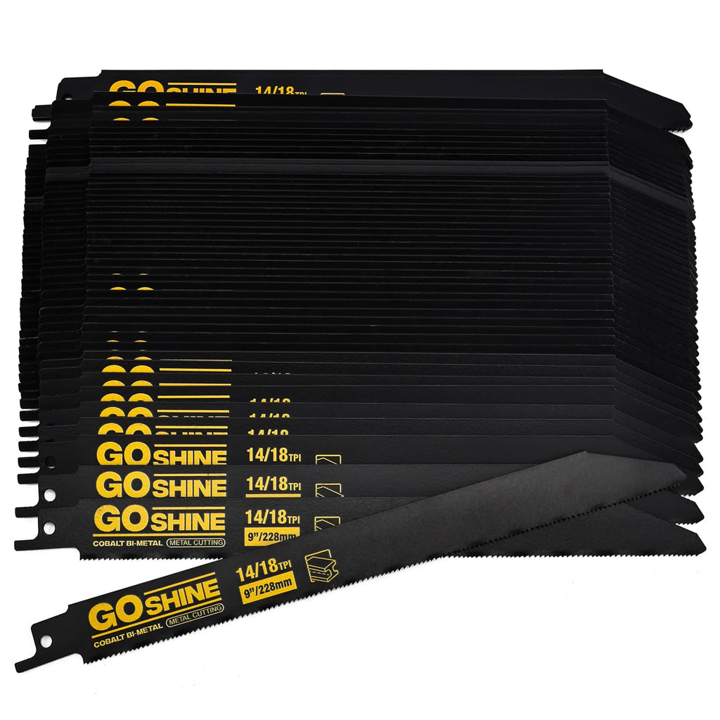 50 Pack 9 inch 14/18TPI Reciprocating Saw Blades, M42 Teeth with Cobalt Bi-Metal Blades,for Automatic Dismantling Sawzall Blades for 1/16-5/16 Medium Metals