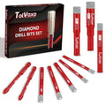 Tolvaxo 10Pcs Dry Diamond Drill Bit Set, Tile Drill Bit for Ceramic, Glass, Porcelain, Marble & Granite - 3/16"(x2), 1/4" (x3), 5/16", 3/8", 1/2" with Cooling Wax & 1/4" Masonry Bit(x2)