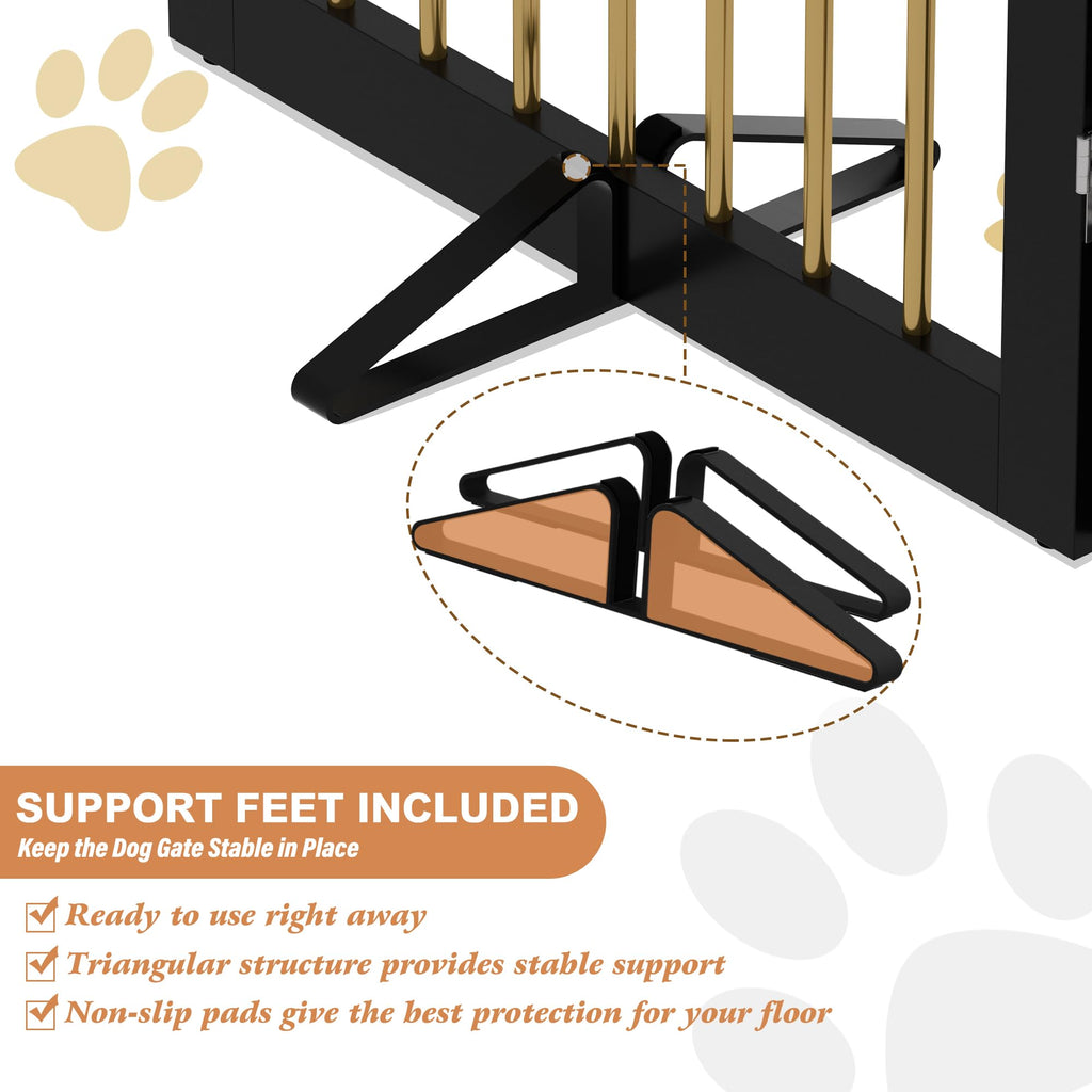Freestanding Solid Wood Folding Pet & Dog Barrier Gate with Support Feet for Wide Indoor Openings, Hallways & Stairs
