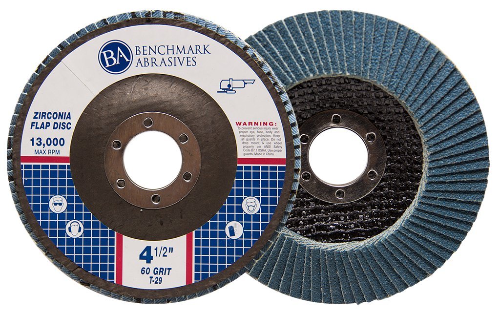 Benchmark Abrasives 4.5" Type 29 Zirconia Flap Discs, 60 Grit, 100-Count