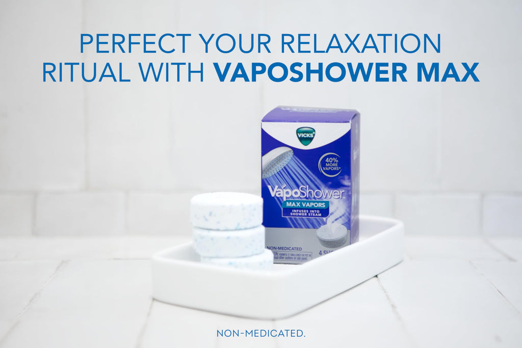 VapoShower Max Tablets, Non-Medicated Eucalyptus Shower Steamer Tablets, Menthol, Aromatherapy, 4ct