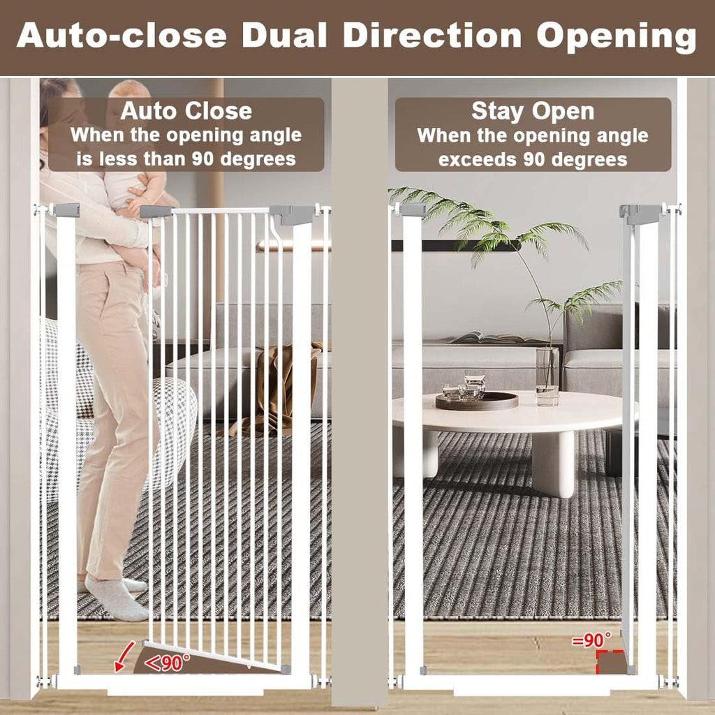 51.1" x 29.5-48.4" Extra-Tall & Extra-Wide Adjustable Hardware/Pressure-Mounted Pet & Child Safety Gate with Dual-Lock Walk-Through Swing Door for Stairs, Hallways & Wide Doorways