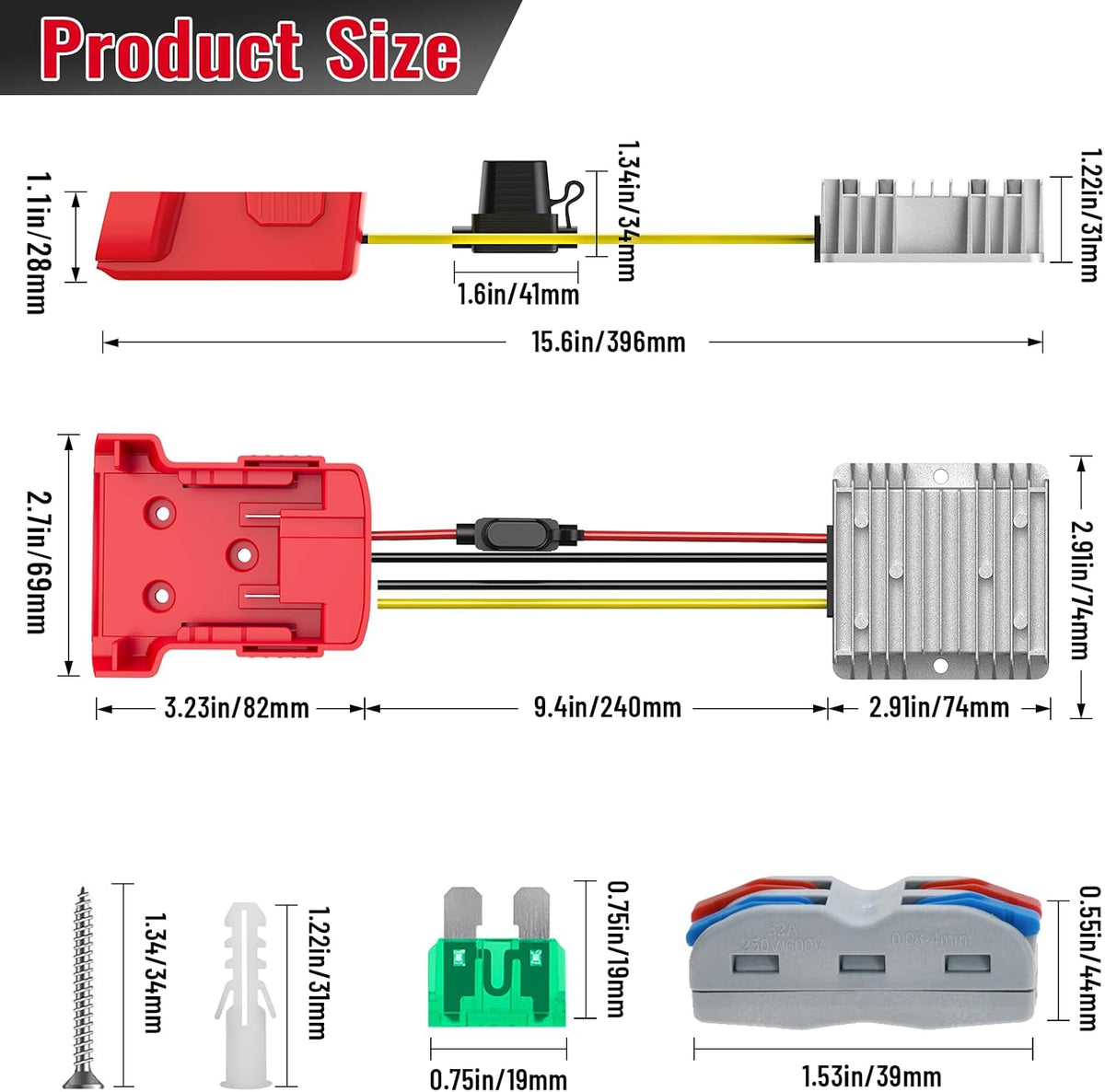 Azocek 18V to 12V Step Down Converter Compatible with Milwaukee 18V Battery