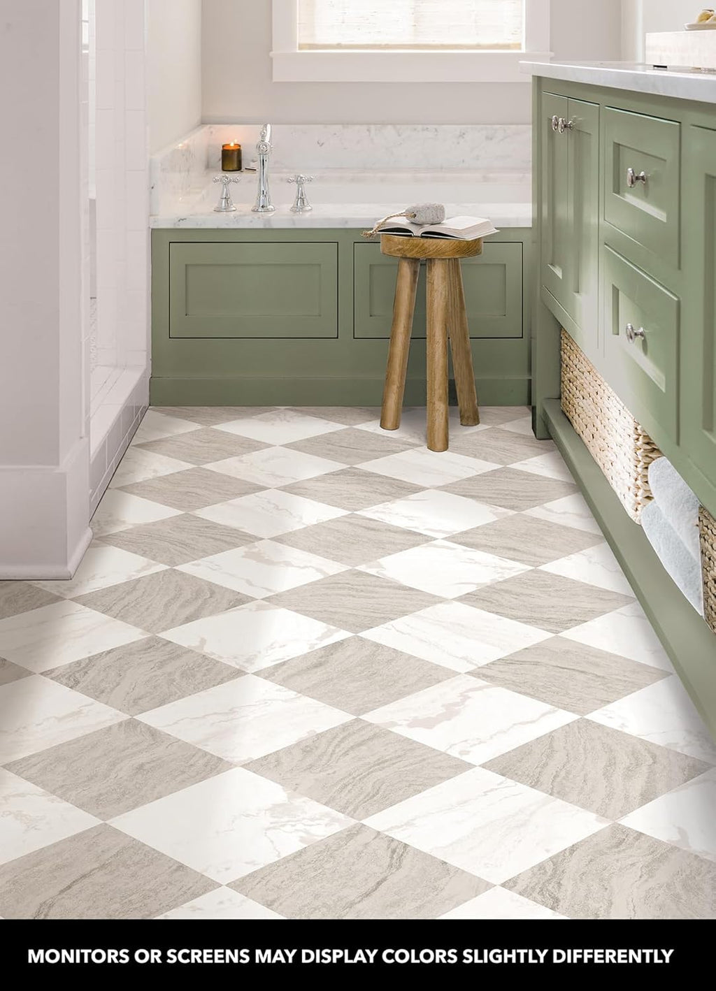 x Chris Loves Julia 12-in by 12-in Bonneville Beige Peel and Stick Floor Tiles, FP5061