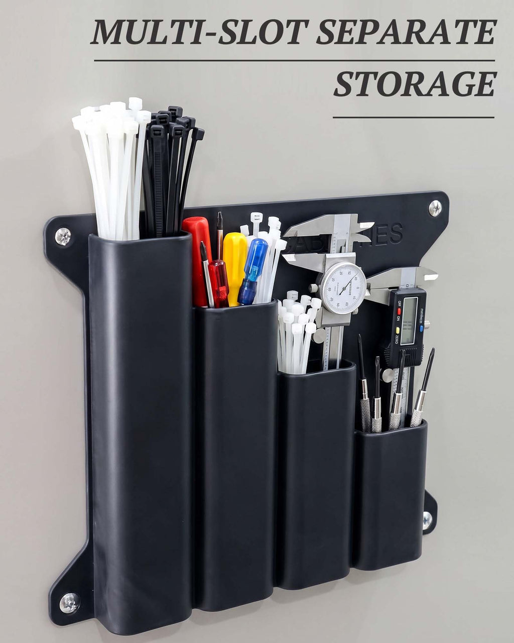 Zip Tie Holder Wall Mount Tool Organizer, Multi Compartment