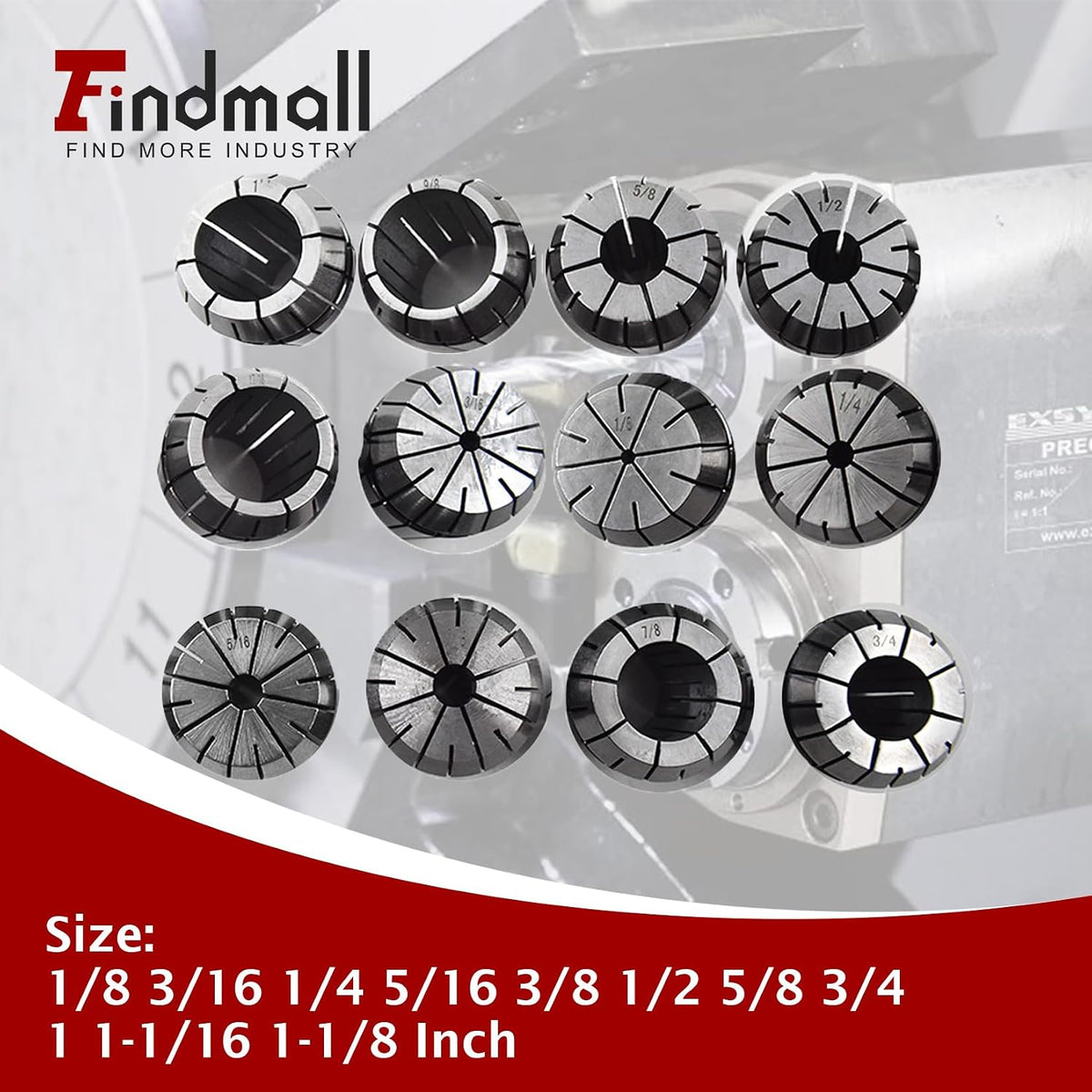 findmall 12Pcs ER40 Collets Common Size 1/8" – 1-1/8" for CNC and Lathe