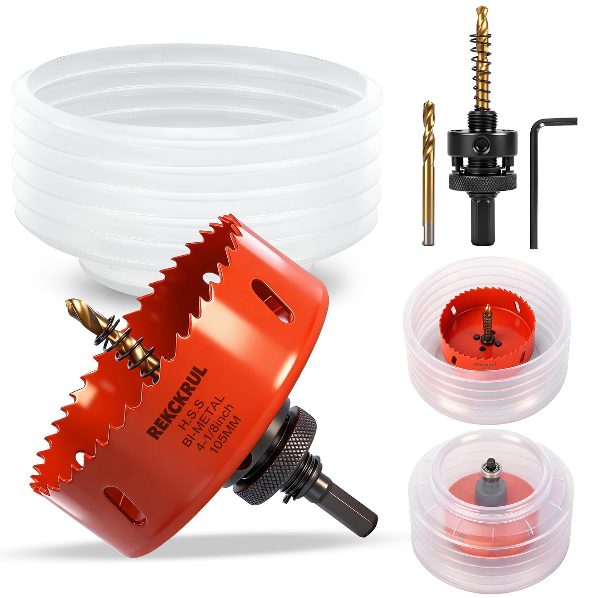 REKCKRUL (105mm | 4-1/8 Inch) HSS M42 with 8% Cobalt Bi-Metal Hole Saw