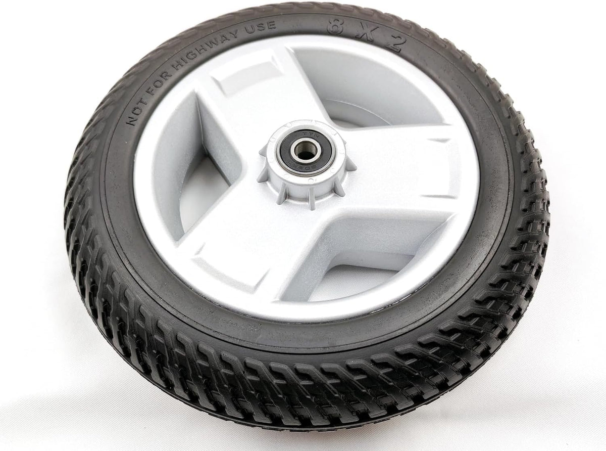 Mobility scooter replacement wheel,8"x2" (200x50) Flat-Free Front Wheel Tri-Spoke Rim for Go-Go & Pride 3-Wheel Travel Mobility Scooters (WHLASMB1872),W/bearing,Silver+Black,1Ea