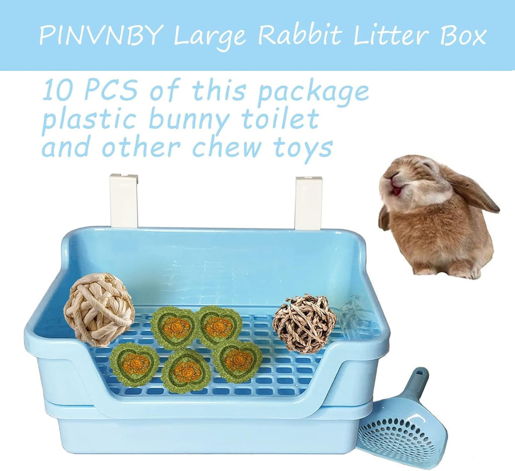 Large Rabbit Litter Box Deep Bunny Corner Toilet Box Double-Deck Small Animal Potty Trainer with Hooks for Adult
