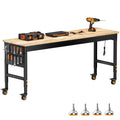 70" Garage Work Bench with Wheels, Pegboard & Power Outlet