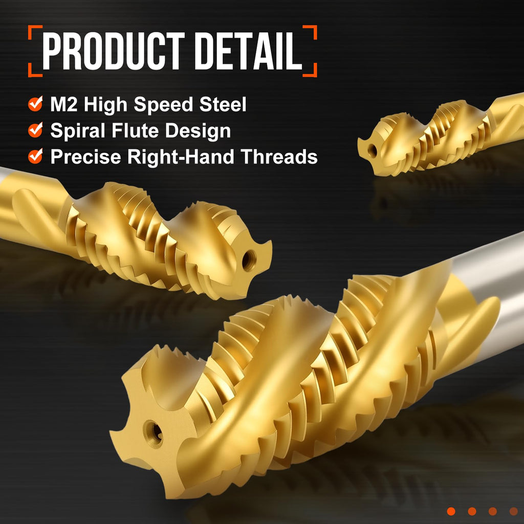 Workkyma M18 x 2.5 Spiral Flute Thread Tap M2 High Speed Steel Titanium