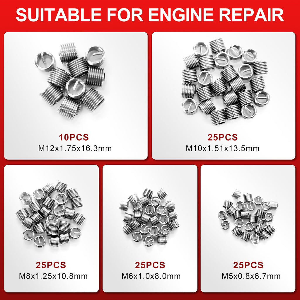 YSTOOL 131pcs Metric Helicoil Thread Repair Kit