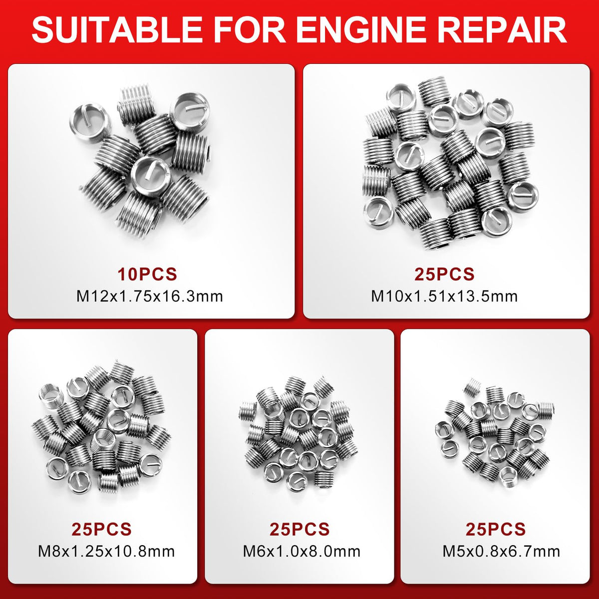 YSTOOL 131pcs Metric Helicoil Thread Repair Kit