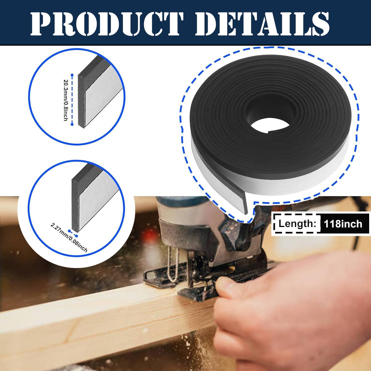 194419-4 118‘’ Splinter Guard Strip Replacement Strip for Makita Track Saw Guard Rail Replacement for Festool ,Black Upgrade Stickiness SP6000 4350CT 4350FCT 4351CT 4351FCT