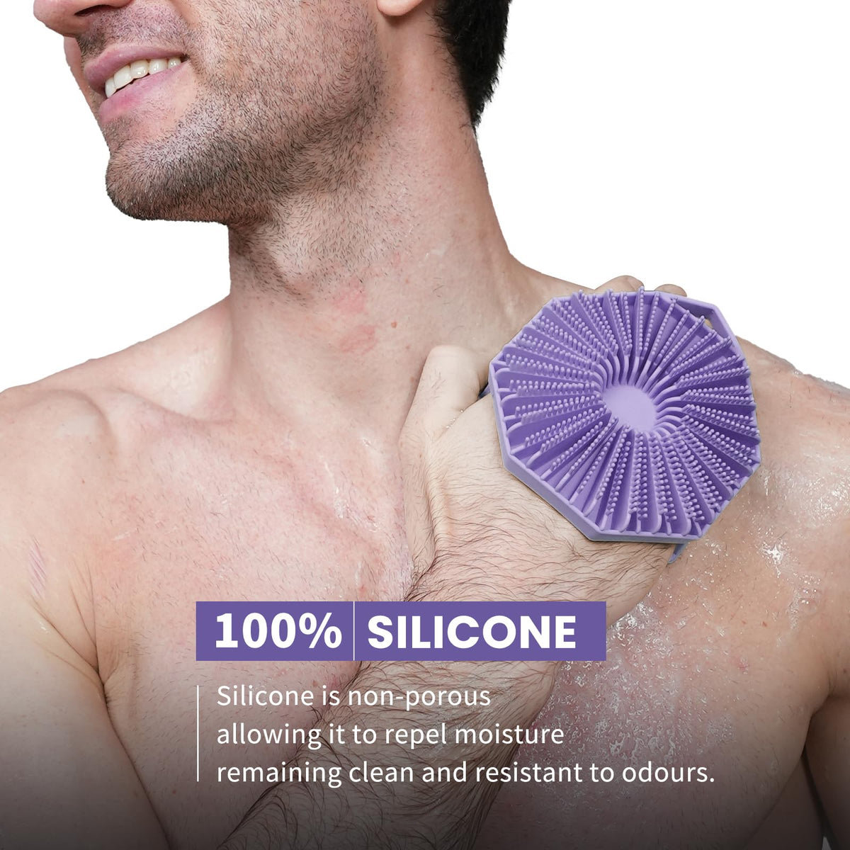 Premium Silver-Infused 2 in 1 Silicone Body Scrubber, Double-Sided Design Body Brush Silicone Body Scrubber