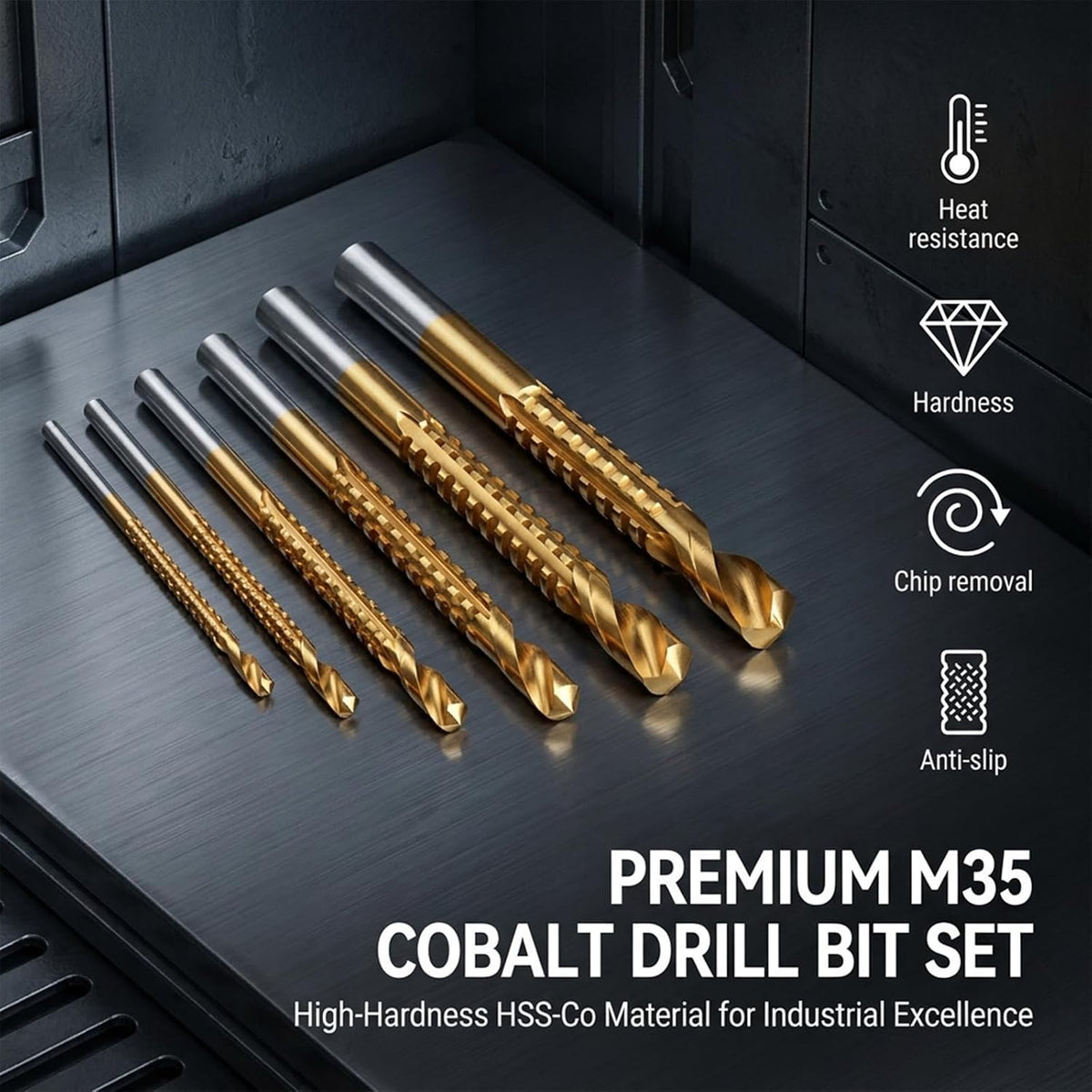 Twist Drill Bit Set 6 PCS Twist Drill Bit Set, M35 Cobalt HSS Drill Bits with 135° Split Point, Fully Ground Twist Drill Bits for Stainless Steel, Cast Iron, Wood, Aluminum (1)