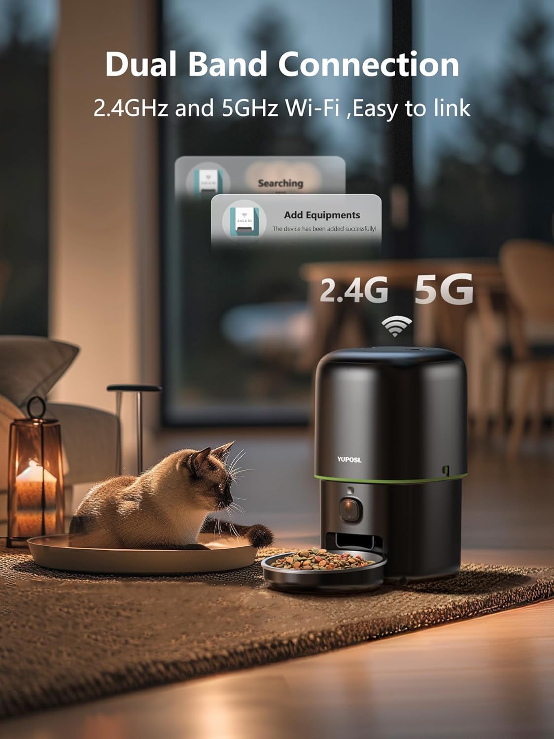 Automatic Cat Feeder with Camera - 5G WiFi Auto Cat Food Dispenser, 1080P HD Video with Night Vision, 1-15 Meals