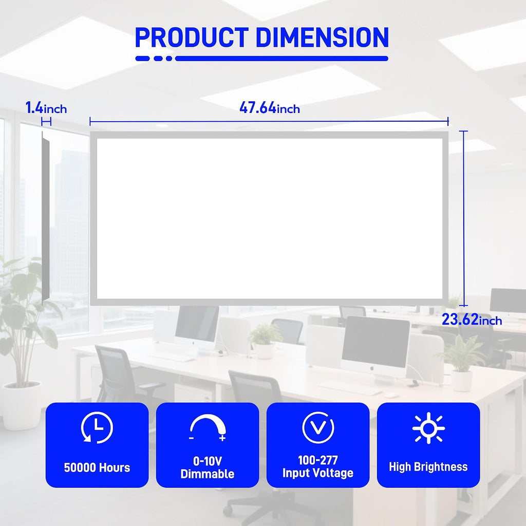 hykolity 2x4 LED Flat Panel Troffer Light 5CCT Dimmable,Drop Ceiling,4Pack