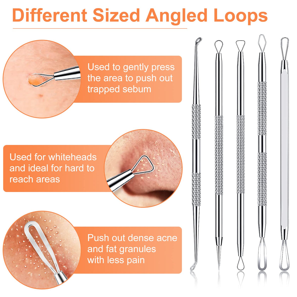 Pimple Popper Tool Kit, IUMAKEVP 15 PCS Professional Stainless Steel Blackhead Remover Comedone Extractor Tools for