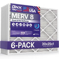 TruFilter 20x25x1 Air Filter MERV 8 (6-Pack) - MADE IN USA – Dust & Pet Defense Electrostatic Pleated Air Conditioner