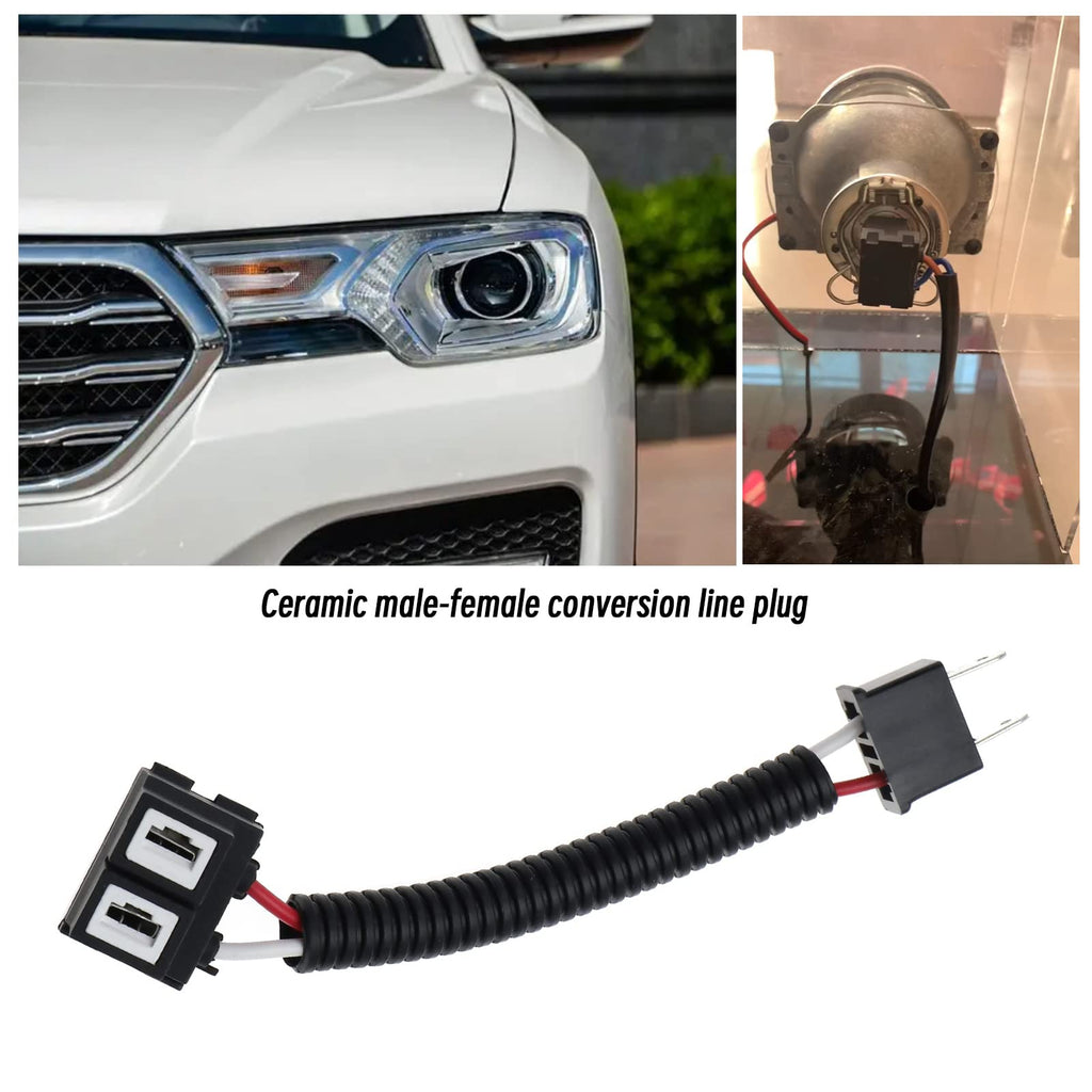 ECSiNG 2PCS H7 Car Headlight Adapter Fog Light/Plug Extension Connector Ceramic Adapter Cable Wiring Harness Socket for Headlights/Fog Light Bulbs HID LED/SMD