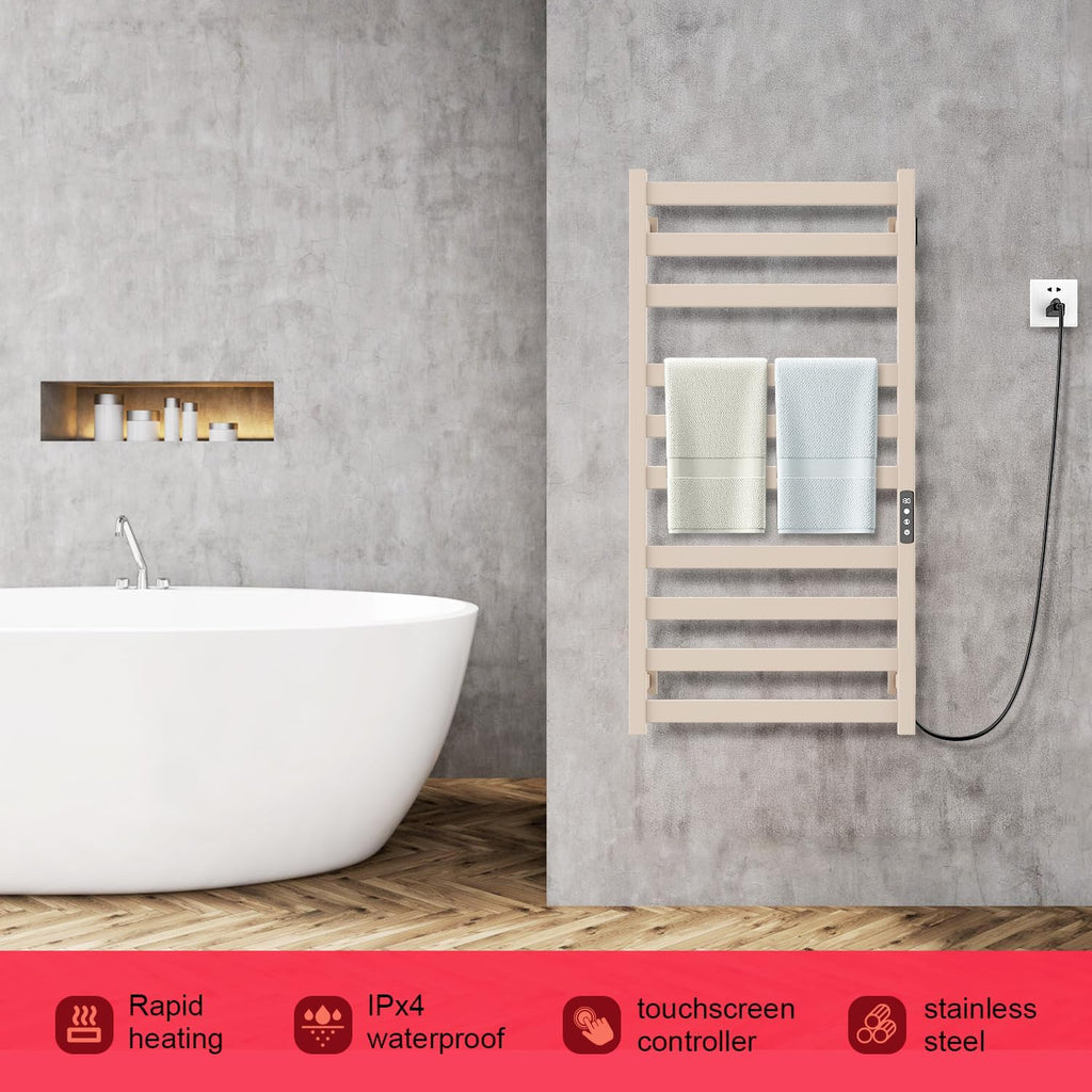Towel Warmer,Stainless Steel Towel Warmer Rack for Bathroom -10 Bars Wall Mounted Towel Heater with Intelligent Touch