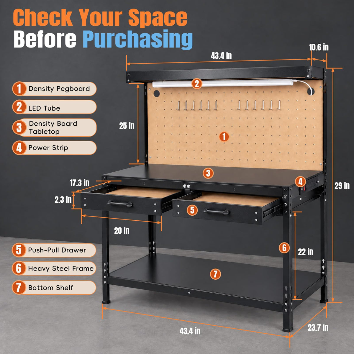 Work Benches for Garage, 3-Tier, A3 Steel