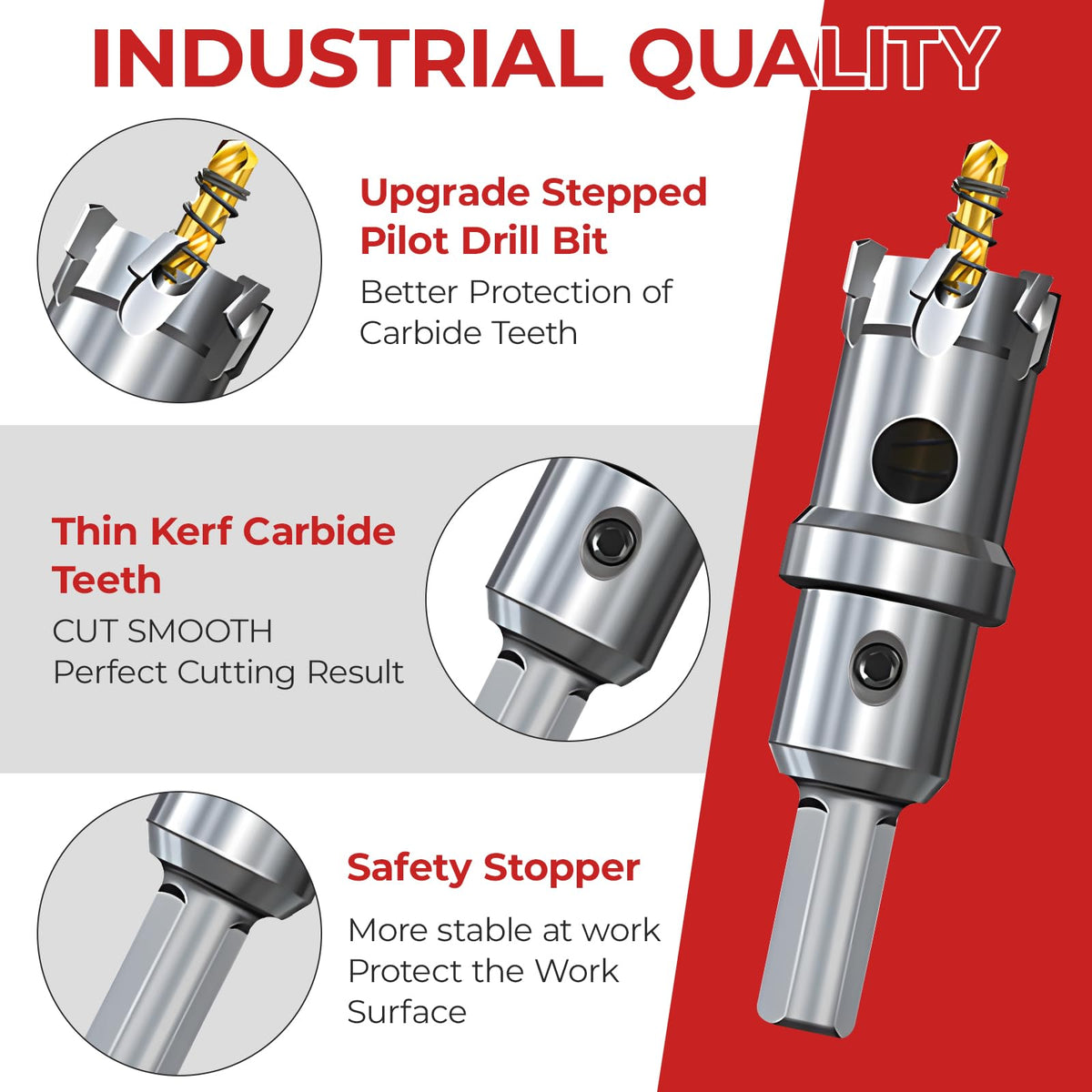 Keewaki 5/8 Inch Hole Saw Kit – 2PCS Carbide Hole Saw Drill Bit for Metal, Stainless Steel, Aluminum, Plastic, Wood – Heavy Duty Hole Cutter Set