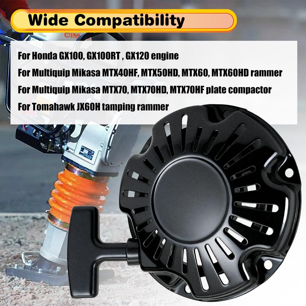 ZeeKee Pull Start Recoil Starter Assembly for Honda GX100 GX100U GX100RT GXR120 98.5CC 2.8HP 3HP Engine, for Multiquip Mikasa MTX60 MTX70 MTX70HD Rammer, Replace 28400-ZDJ-003ZA, 28400-Z0D-V04ZA