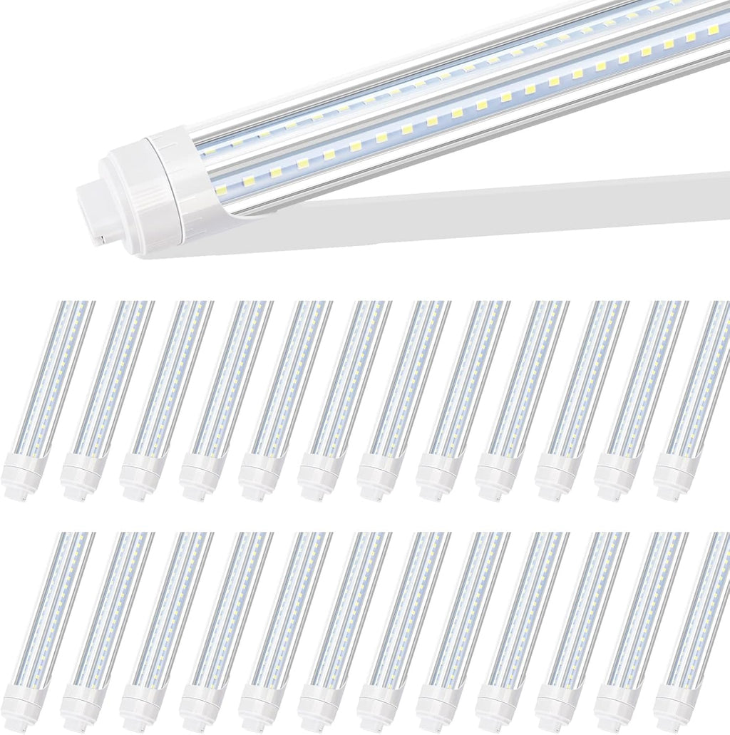 R17D/HO 2 Pin LED Tube Light, 8 Foot, 90W Rotate V Shaped,T8 T10 T12 8FT LED Bulb,6000K Cold White, 10000LM, Clear Cover, (Replacement for F96T12/CW/HO 180W), Ballast Bypass,Dual-End Powered