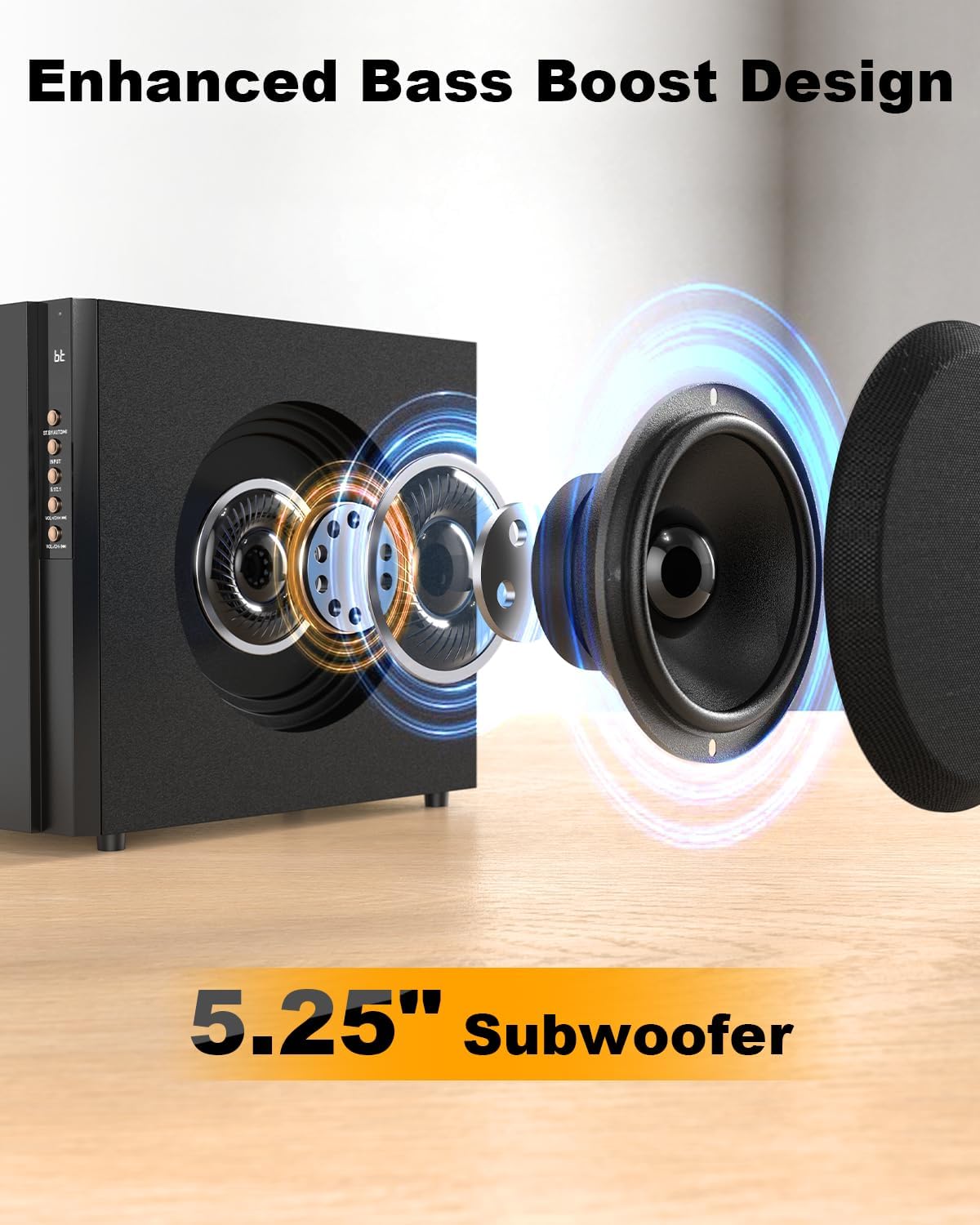 Home Theater Systems with 5.25 inch Subwoofer, 600 Watts Peak | 5.1 Wired Satellite Surround Sound Speakers, Deep