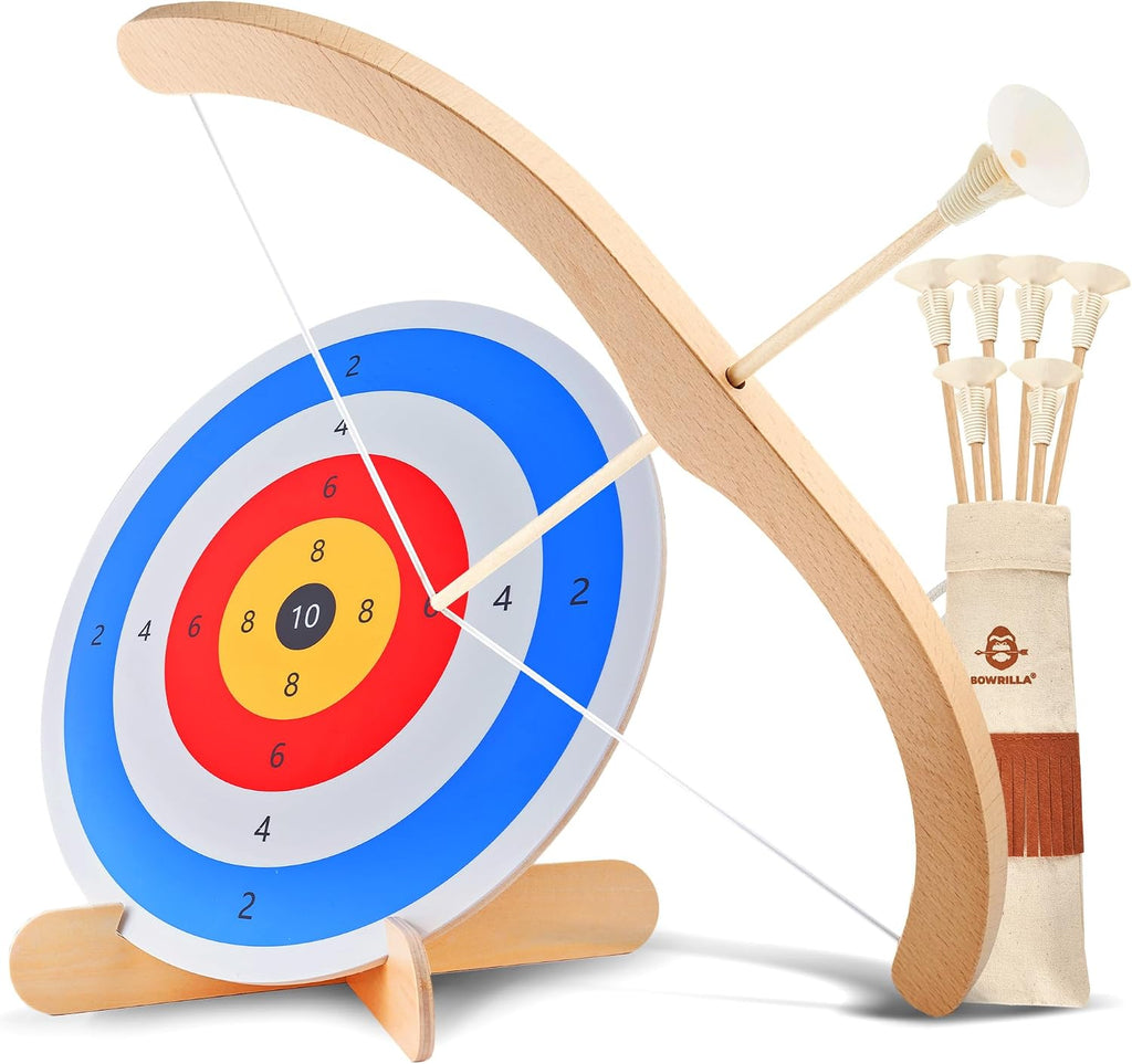 Kids Bow and Arrow Set | Wooden Archery Toy for Boys & Girls Ages 3+, Bow and Arrow for Kids | Includes 6 Suction Cup