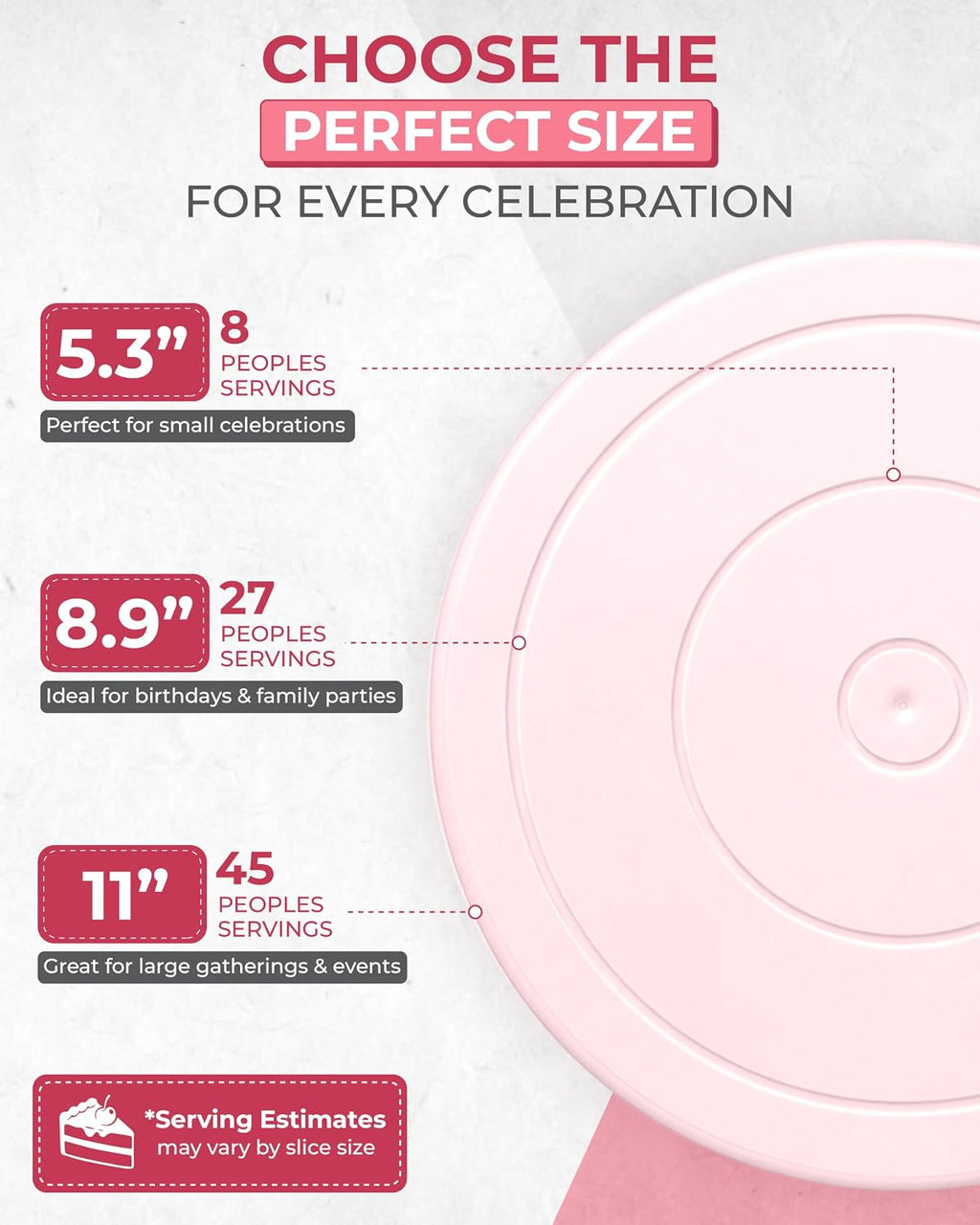 11 Inch Plastic Cake Decorating Turntable, Rotating Cake Stand for Beginners, Smooth Clockwise & Counterclockwise