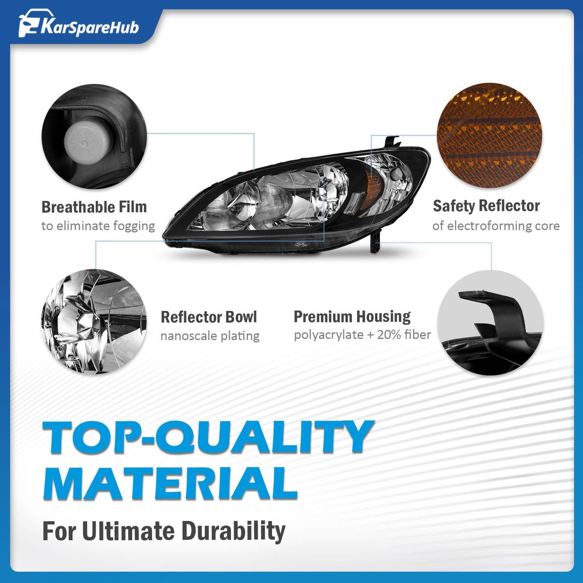Headlights Assembly for 2004-2005 Honda Civic 2/4Door