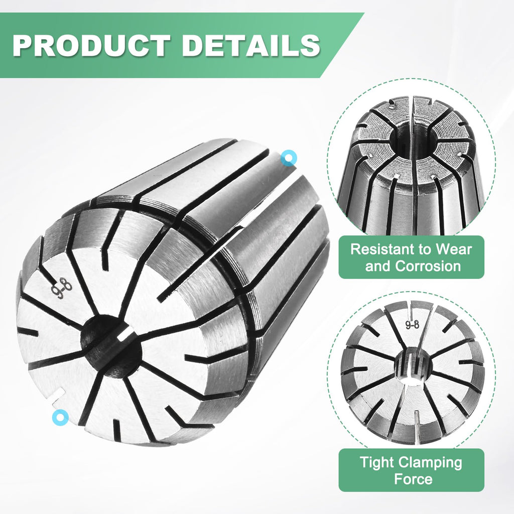 M METERXITY ER32 Spring Collet, 40Cr Steel Spring Collet Chuck 9mm Clamping Diameter for CNC Engraving Machine/Lathe Milling Tool [Silver,1.6x1.3"/ 40x33mm]