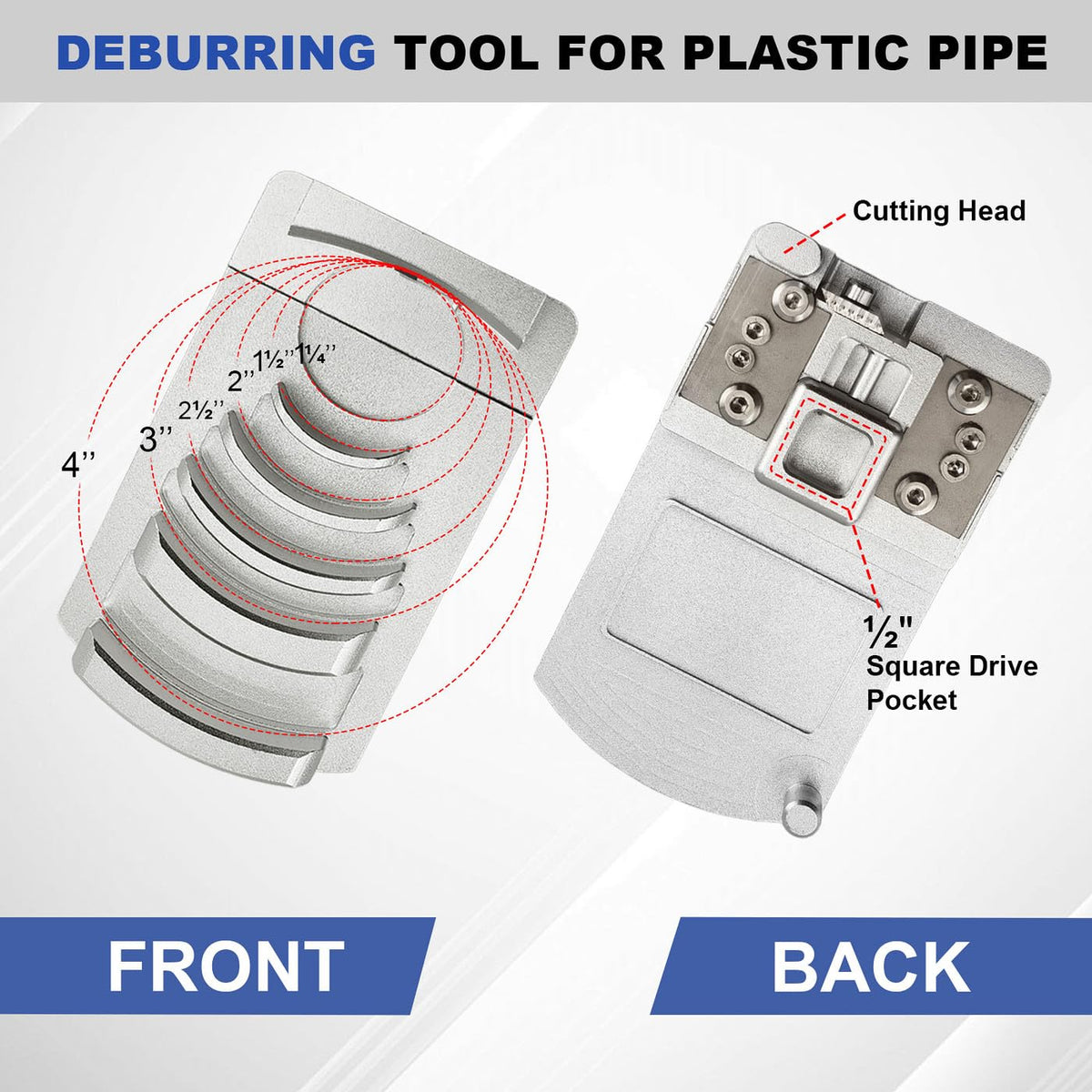 MXSAG PVC Pipe Deburring Reamer Tool for 1-1/4" to 4" Plastic Pipe